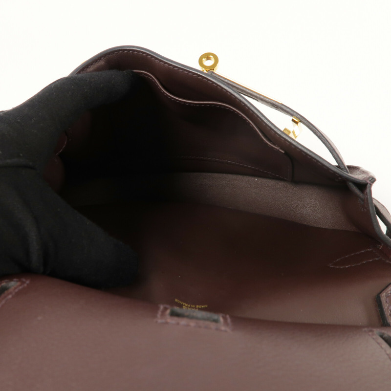 HERMES Evercolor皮革Mini Jypsiere肩背袋Chocolate-4