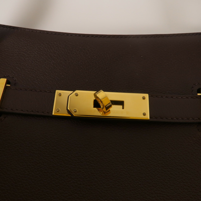 HERMES Evercolor皮革Mini Jypsiere肩背袋Chocolate-7