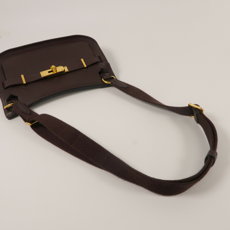 HERMES Evercolor皮革Mini Jypsiere肩背袋Chocolate-8