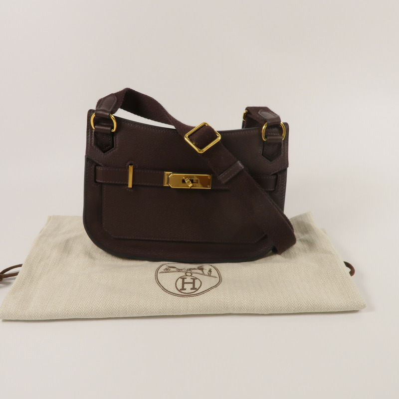 HERMES Evercolor皮革Mini Jypsiere肩背袋Chocolate-9