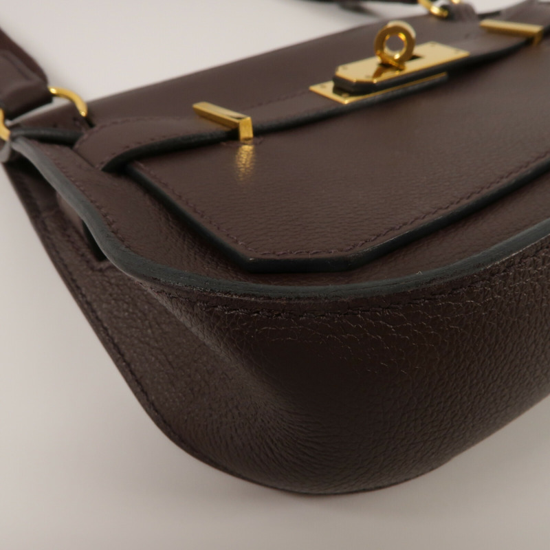 HERMES Evercolor皮革Mini Jypsiere肩背袋Chocolate-10