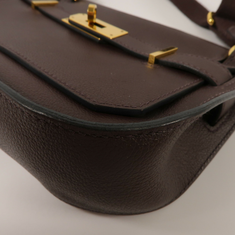 HERMES Evercolor皮革Mini Jypsiere肩背袋Chocolate-11