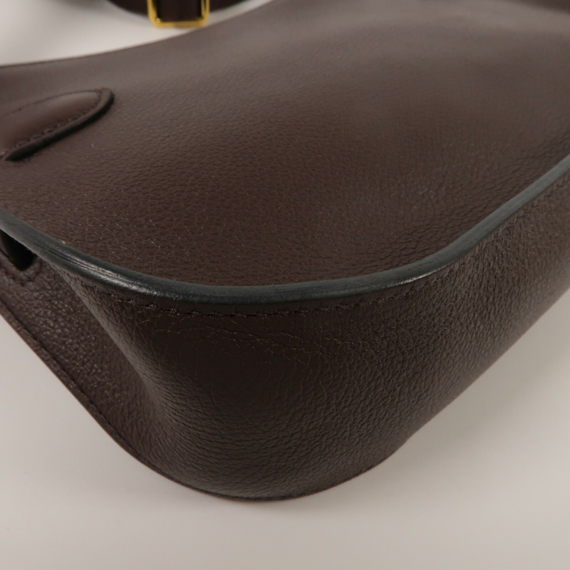HERMES Evercolor皮革Mini Jypsiere肩背袋Chocolate-12