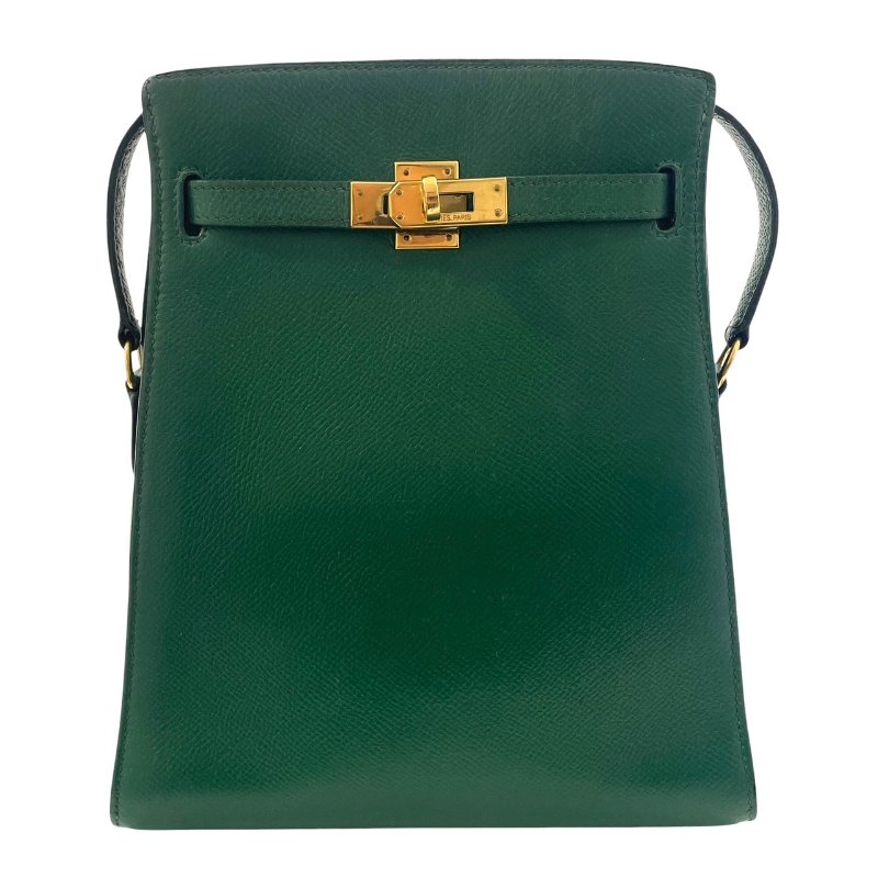 HERMES 愛馬仕 KELLY SPORT 側背凱莉包 EPSOM皮革 翡翠綠 金釦-1