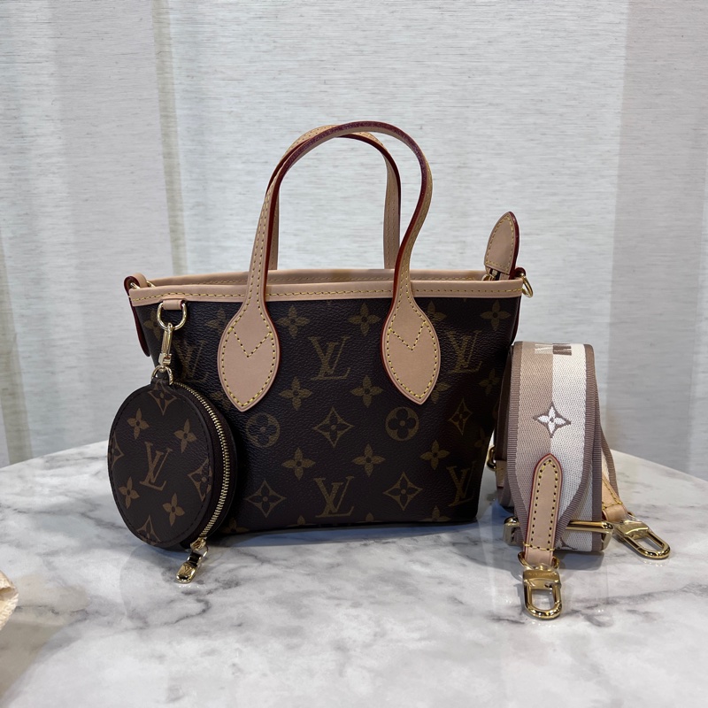 LV原花金釦Neverfull BB 手提斜背包-0