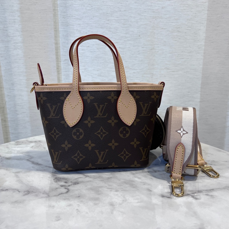 LV原花金釦Neverfull BB 手提斜背包-1
