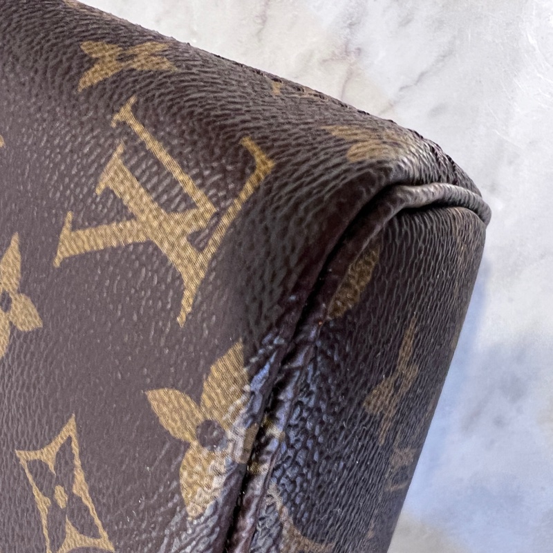LV原花金釦Neverfull BB 手提斜背包-8