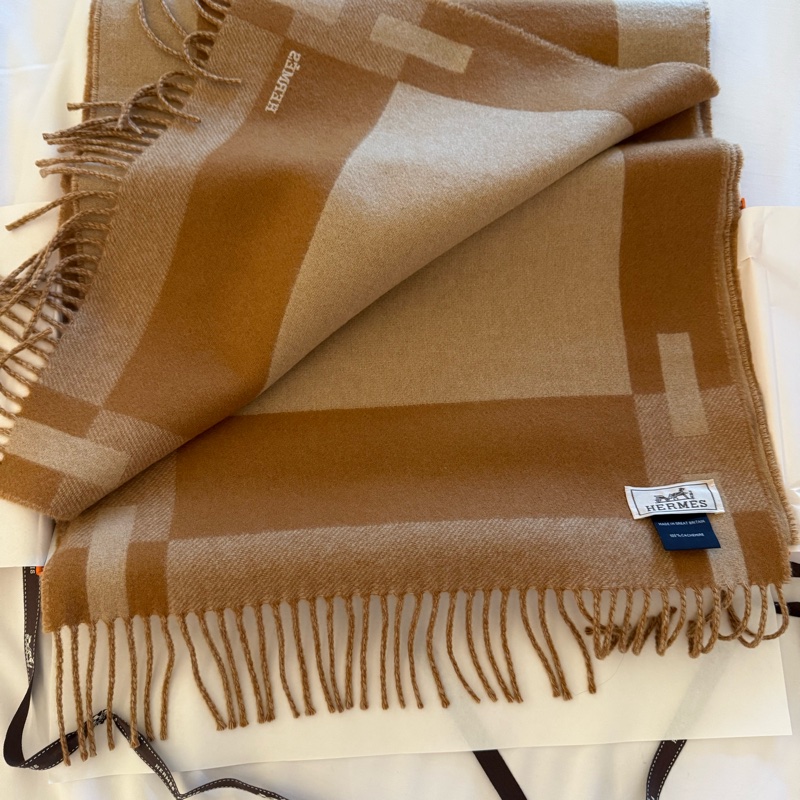 💖Hermes 100% cashmere H Passant 圍巾💖全新-6
