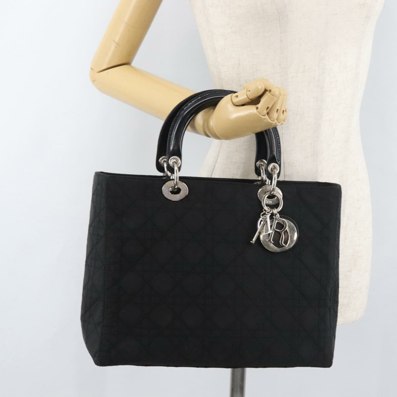 【日本直送】Christian Dior Lady Dior Canage 手提包 尼龍材質 黑色 銀色 正品 179983A-22