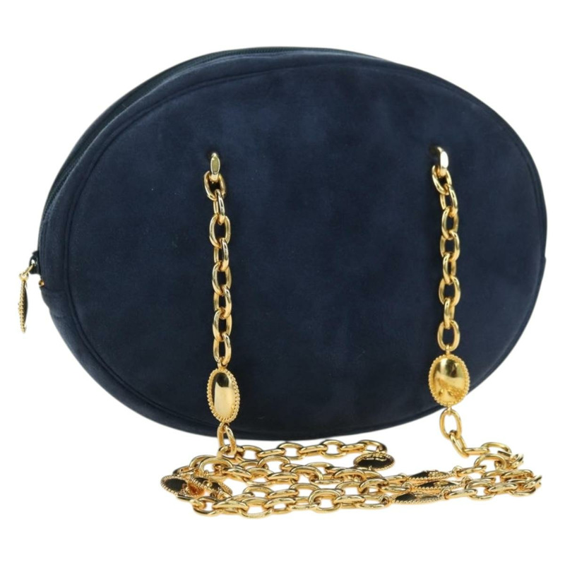 【日本直送】Christian Dior 鏈條肩背包 麂皮 海軍藍 金色 正品 BA12652V-0