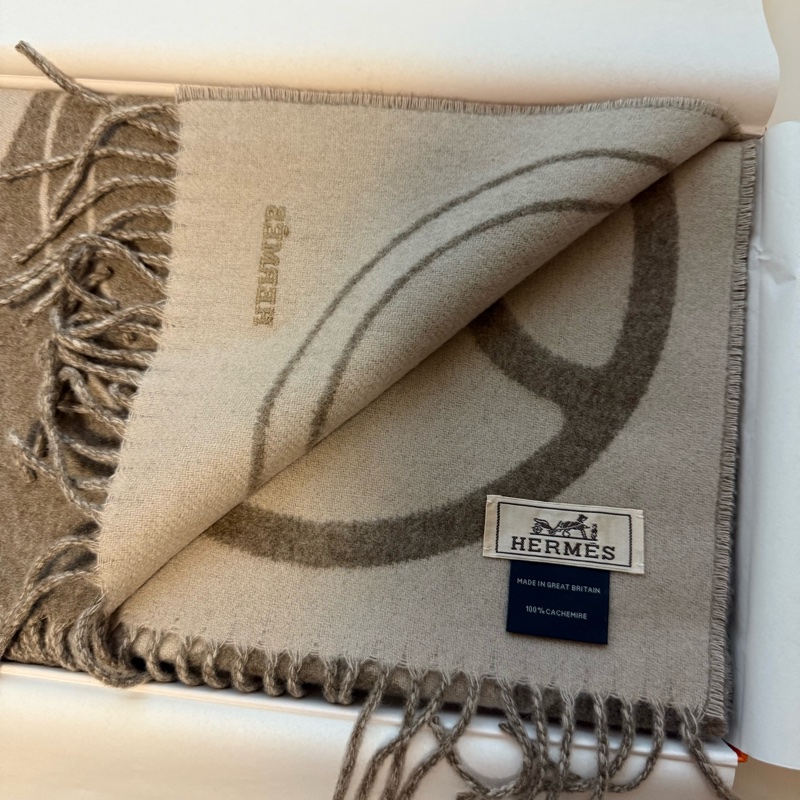 💖Hermes metal questre 圍巾💖 棕米色 全新-2
