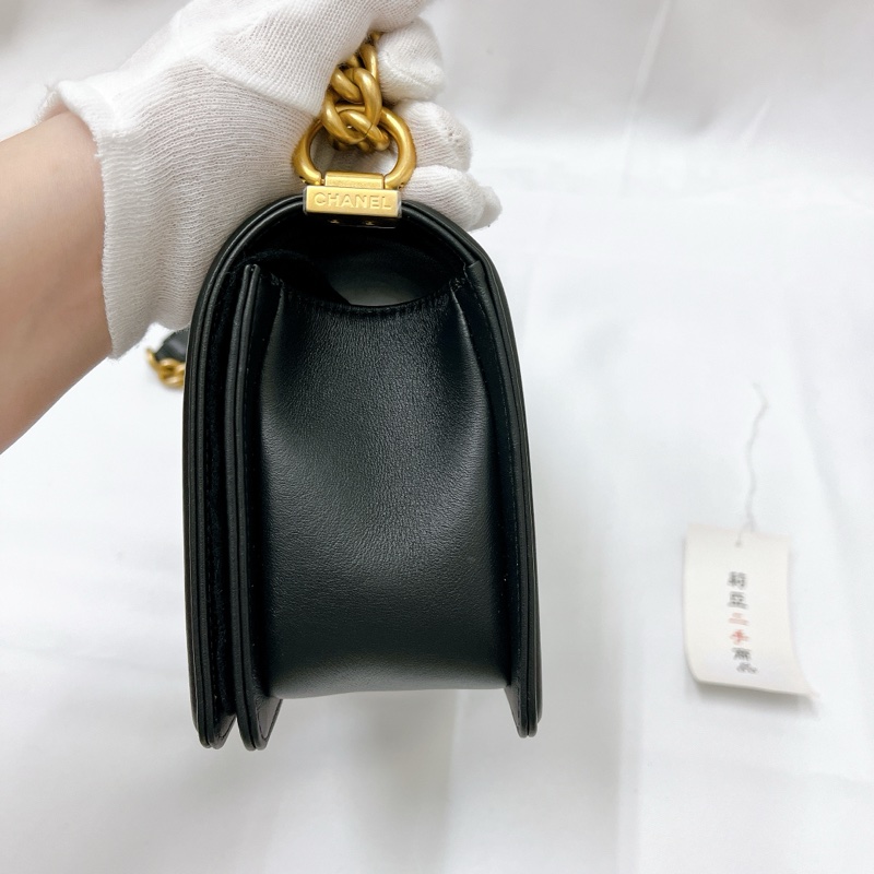 莉亞精品♡Chanel A67086 小牛皮Boy25 黑金 二手-7