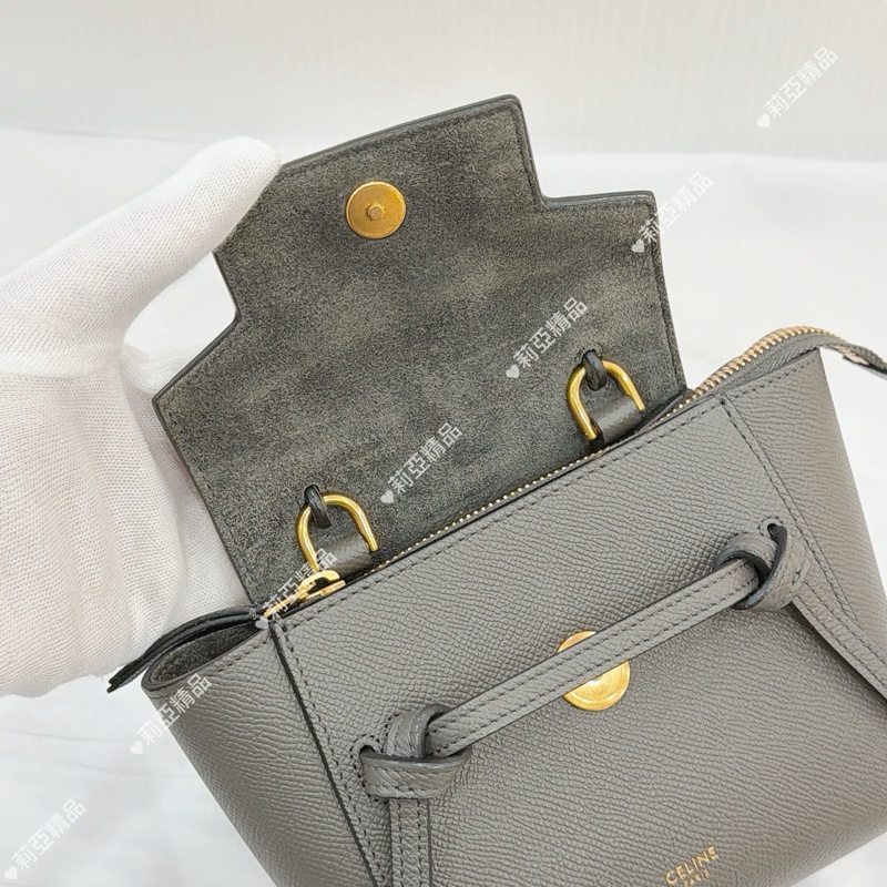 莉亞精品♡Celine Pico鯰魚包 灰 二手-14