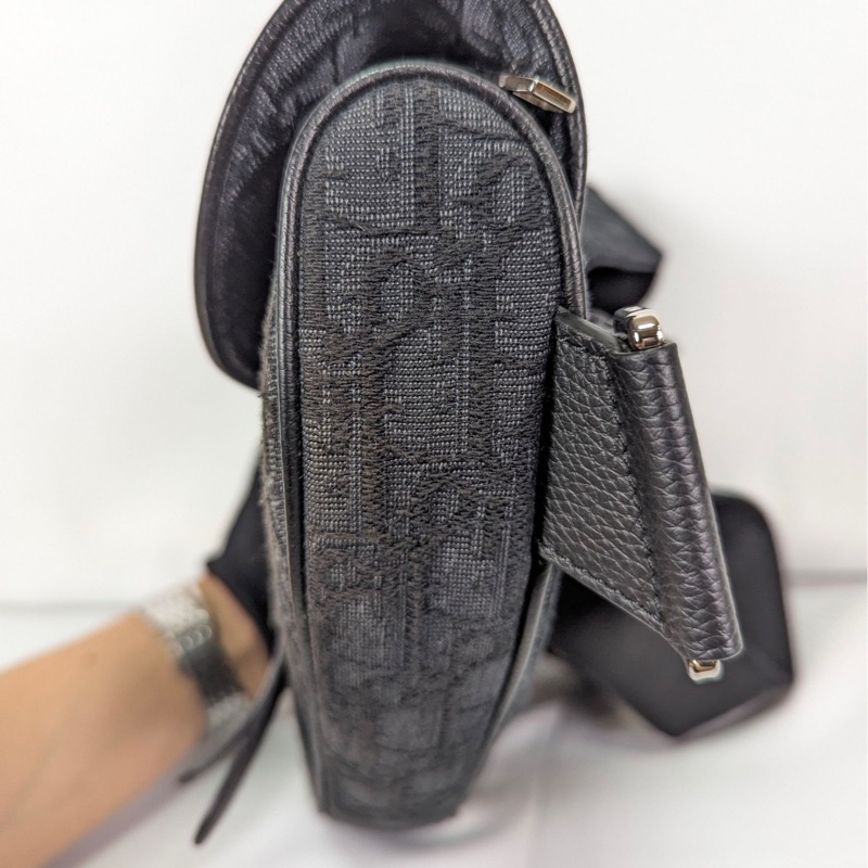 莉亞精品♡Dior 黑緹花馬鞍包 二手-7
