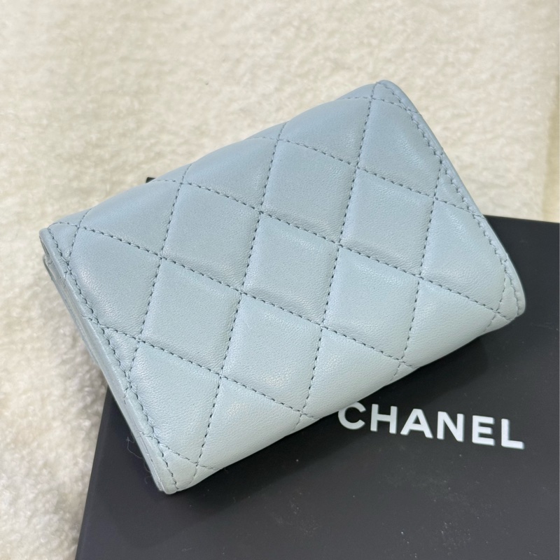 (2026台灣購證🇹🇼全配）Chanel mini 寶寶藍三折短夾✨最新晶片款-1
