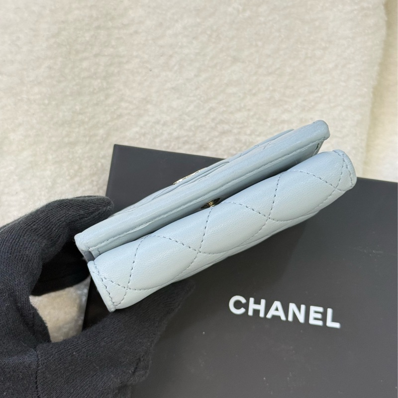 (2026台灣購證🇹🇼全配）Chanel mini 寶寶藍三折短夾✨最新晶片款-4