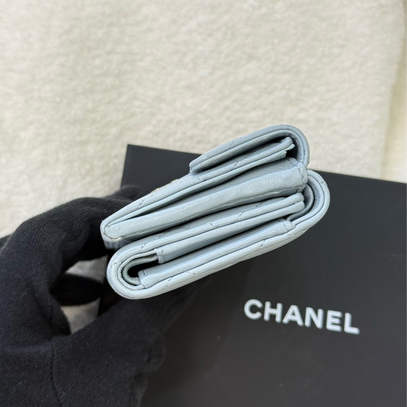 (2026台灣購證🇹🇼全配）Chanel mini 寶寶藍三折短夾✨最新晶片款-5