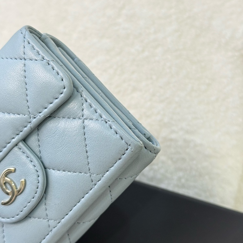 (2026台灣購證🇹🇼全配）Chanel mini 寶寶藍三折短夾✨最新晶片款-6