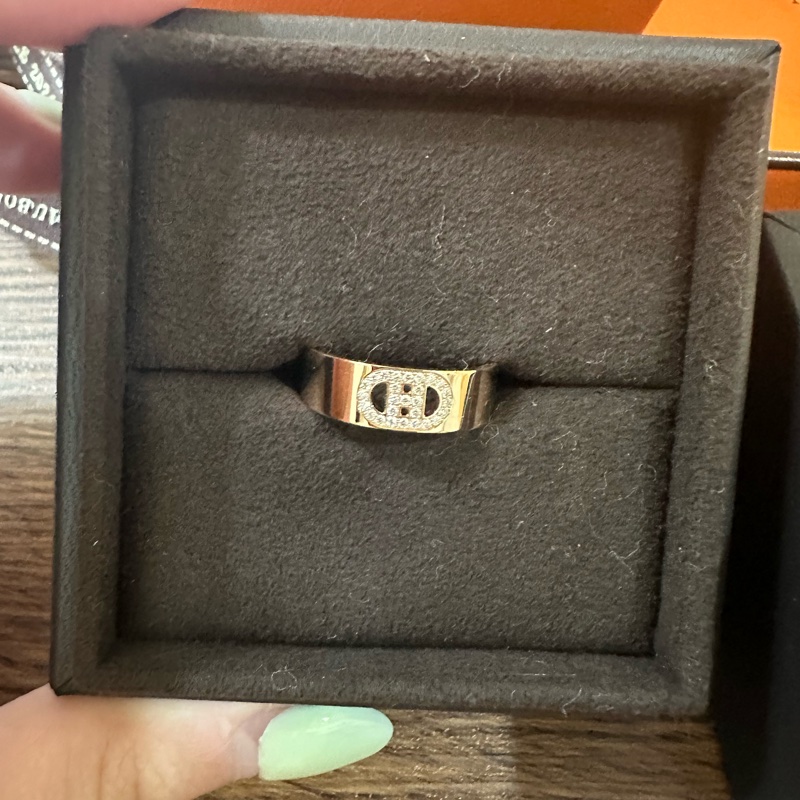 💖Hermes H D Ancre 玫瑰金帶鑽戒指💖 51號 全新 半價以下出-0
