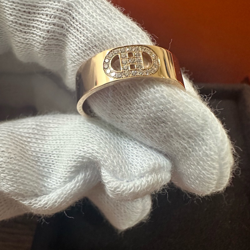 💖Hermes H D Ancre 玫瑰金帶鑽戒指💖 51號 全新 半價以下出-1