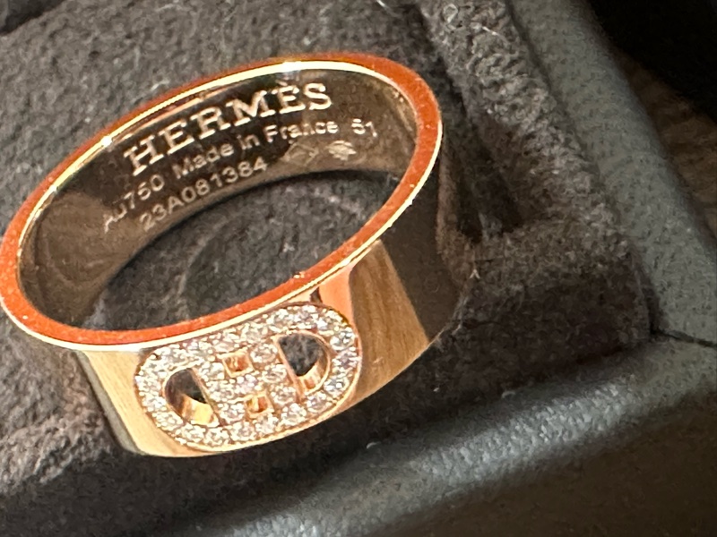 💖Hermes H D Ancre 玫瑰金帶鑽戒指💖 51號 全新 半價以下出-3