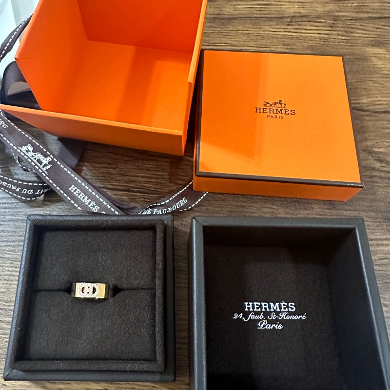 💖Hermes H D Ancre 玫瑰金帶鑽戒指💖 51號 全新 半價以下出-6