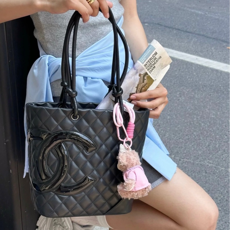 Chanel Soblack菜篮子 小号20*24*11 漆皮全黑大双C 酷酷可爱-8