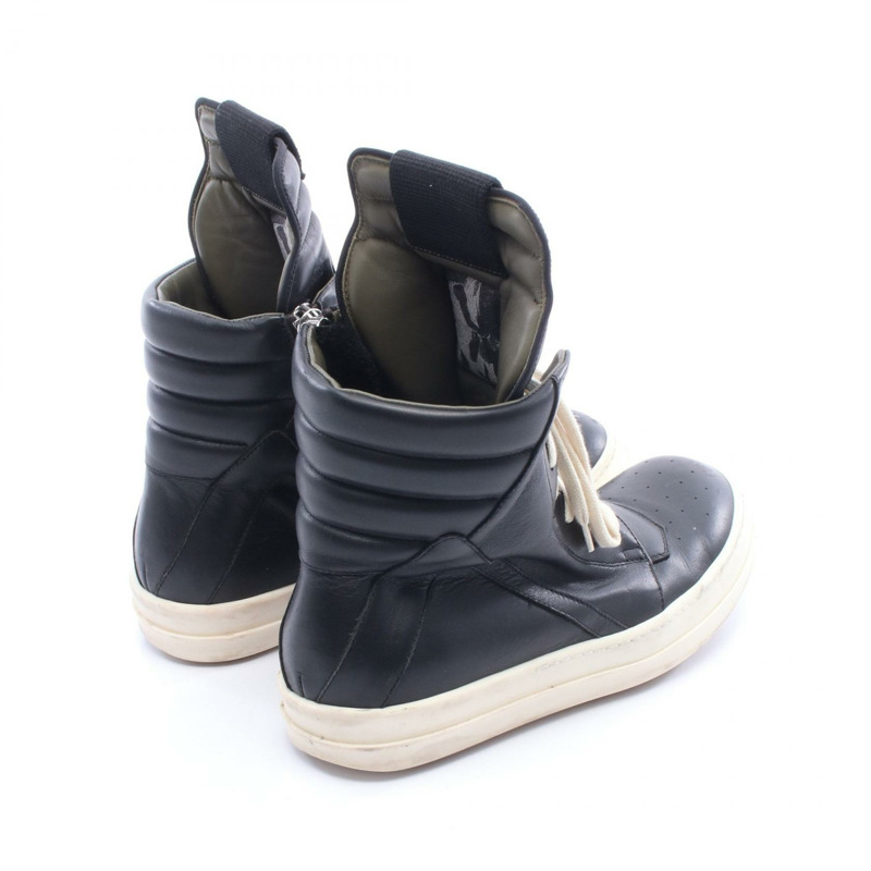 Rick Owens GEOBASKET 黑色真皮運動鞋,二手男款-1