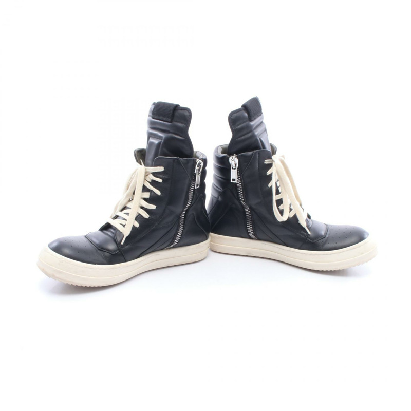 Rick Owens GEOBASKET 黑色真皮運動鞋,二手男款-2