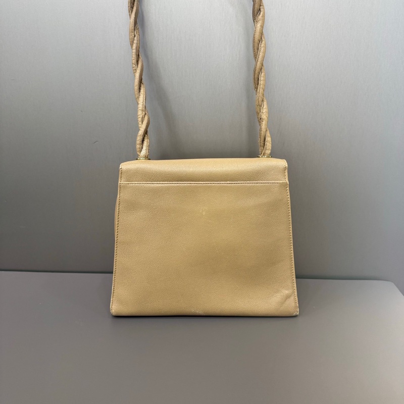 Chanel • 經典奶茶色金釦荔枝牛皮麻花Kelly包-4