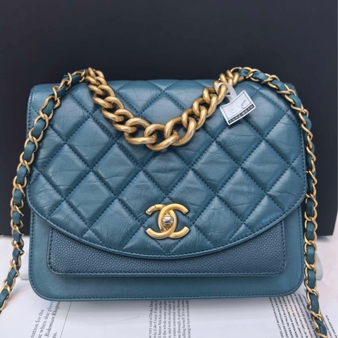 CHANEL香奈兒孟買風琴郵差包 口蓋包 28開 有卡