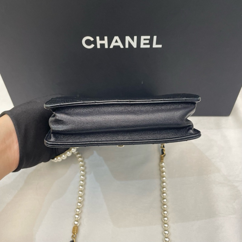 Chanel香奈兒黑金珍珠鏈條包 CF竪版-2