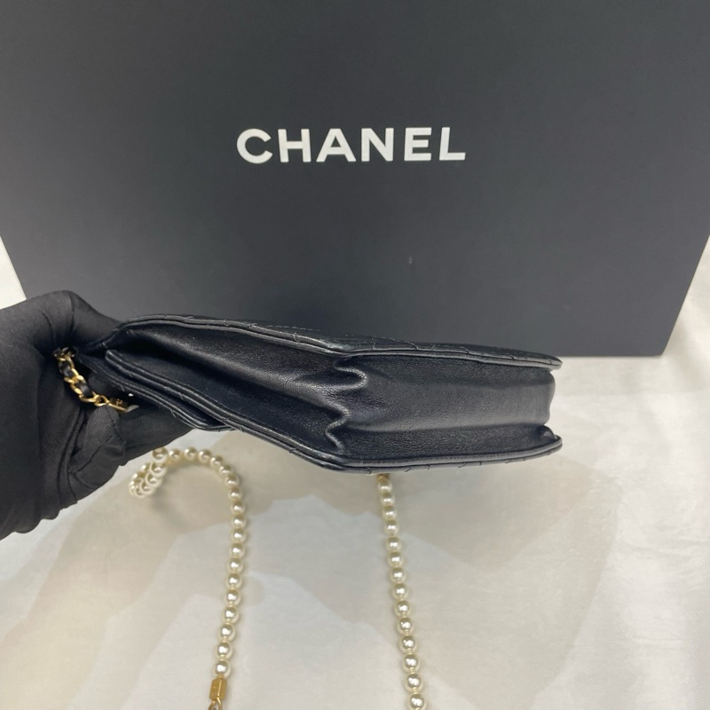 Chanel香奈兒黑金珍珠鏈條包 CF竪版-3