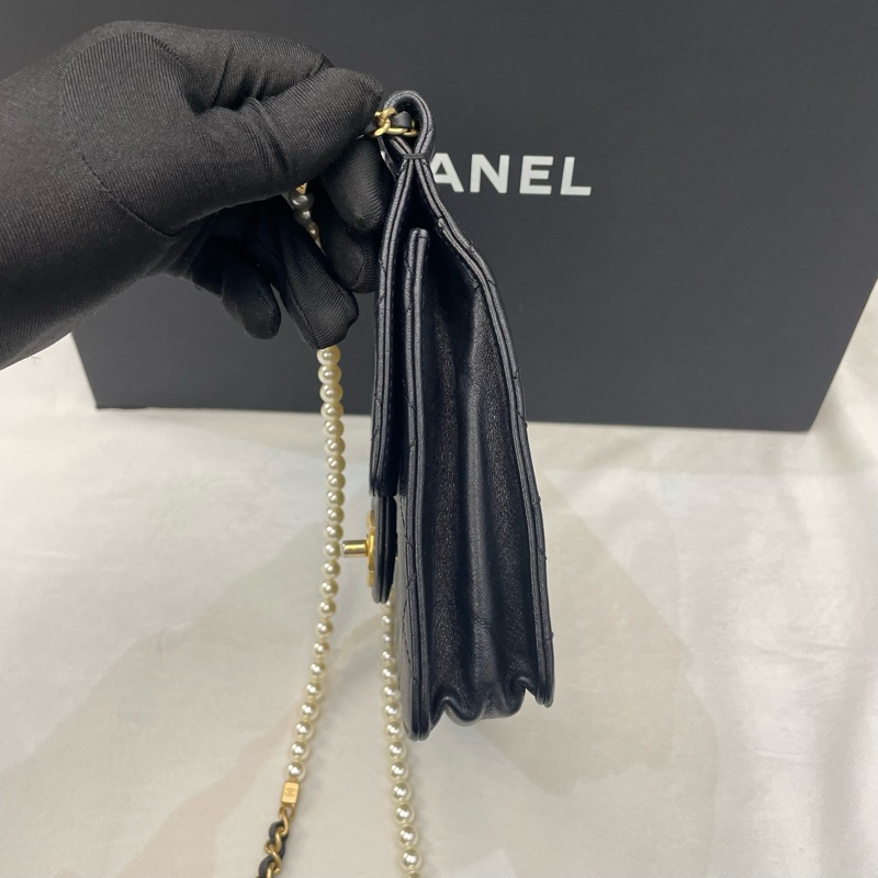 Chanel香奈兒黑金珍珠鏈條包 CF竪版-4