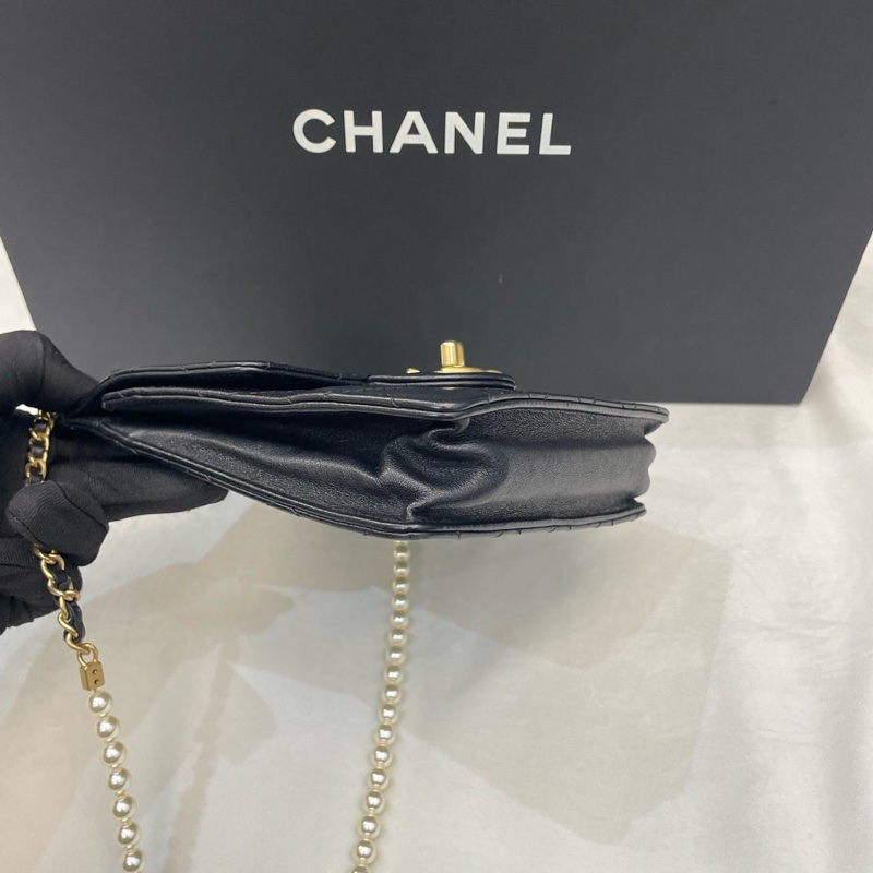Chanel香奈兒黑金珍珠鏈條包 CF竪版-6