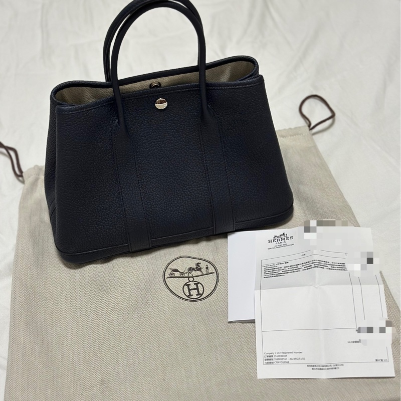 Hermès 愛馬仕 Garden Party GP30 U刻 全皮深藍色銀扣閒置-7