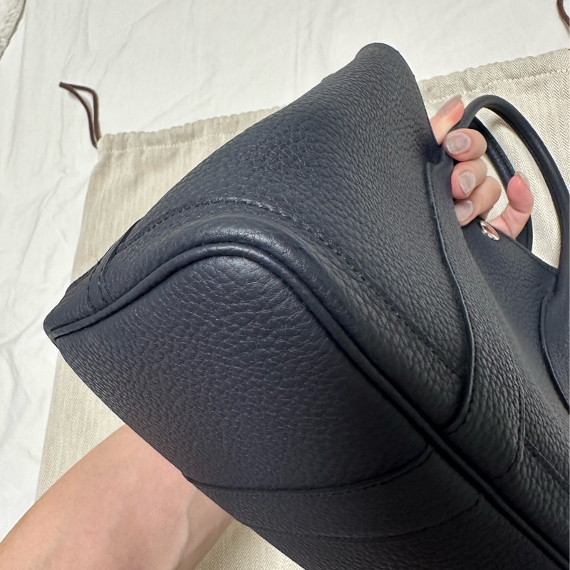 Hermès 愛馬仕 Garden Party GP30 U刻 全皮深藍色銀扣閒置-11