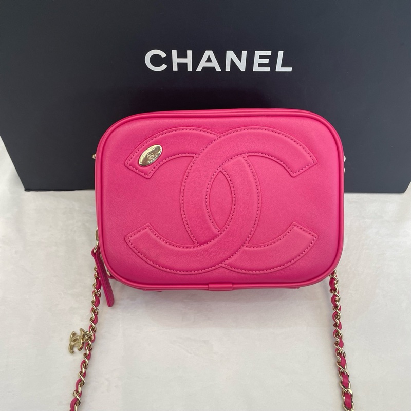 Chanel香奈兒 粉色相機包 27開-0