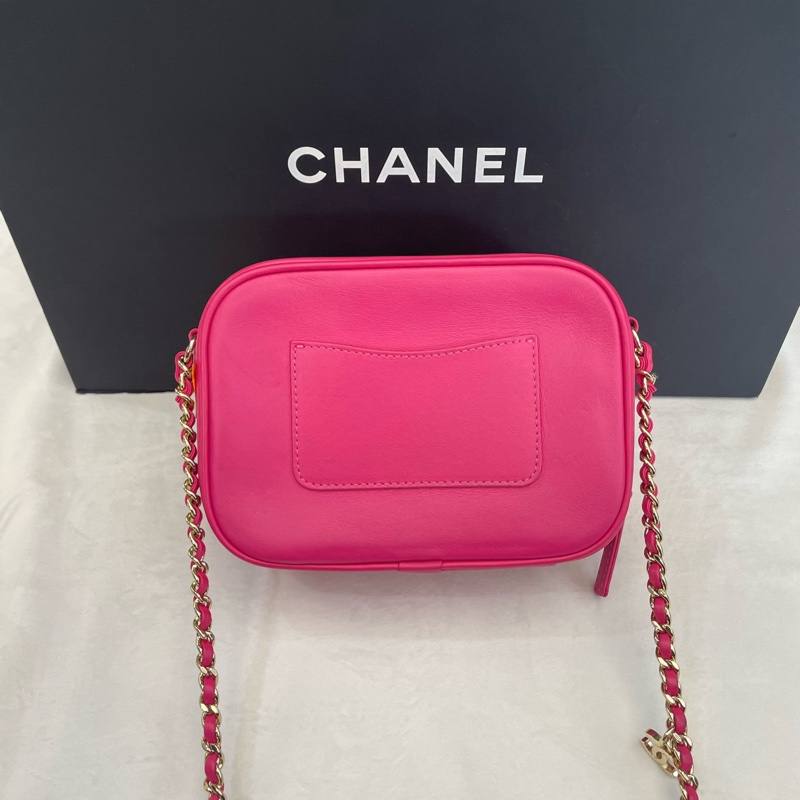 Chanel香奈兒 粉色相機包 27開-3