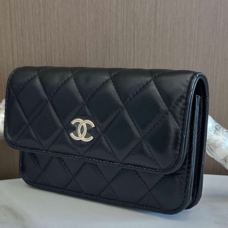香奈兒/Chanel 珍珠挎包黑色淡金扣 小羊皮 -2