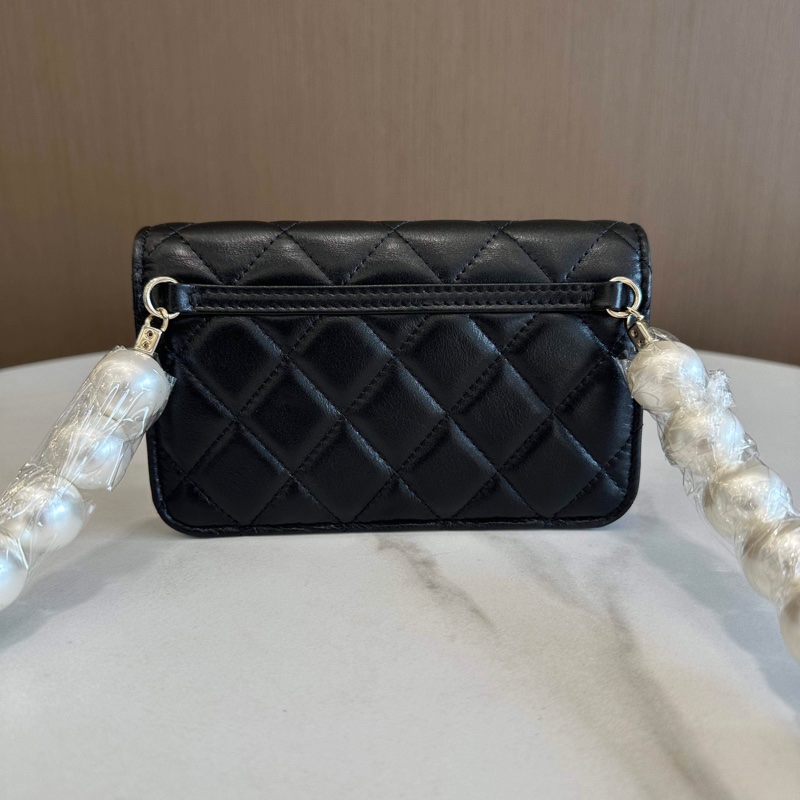 香奈兒/Chanel 珍珠挎包黑色淡金扣 小羊皮 -5