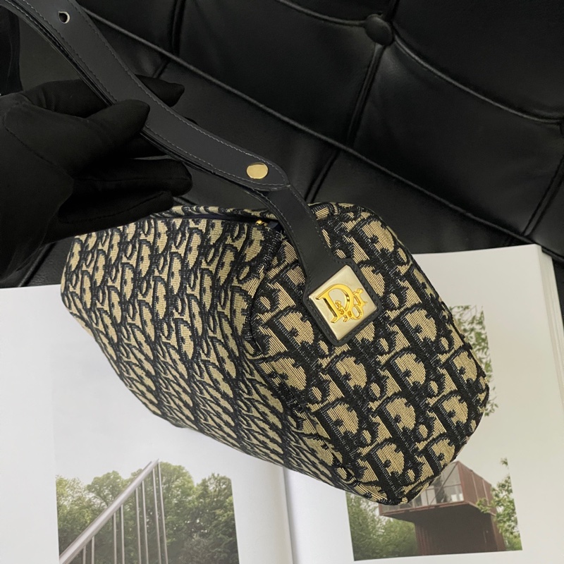 Dior迪奧 老花單肩包 圓筒包中古包-2