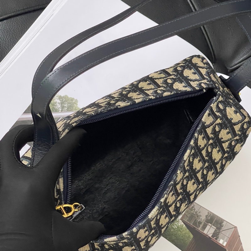 Dior迪奧 老花單肩包 圓筒包中古包-9