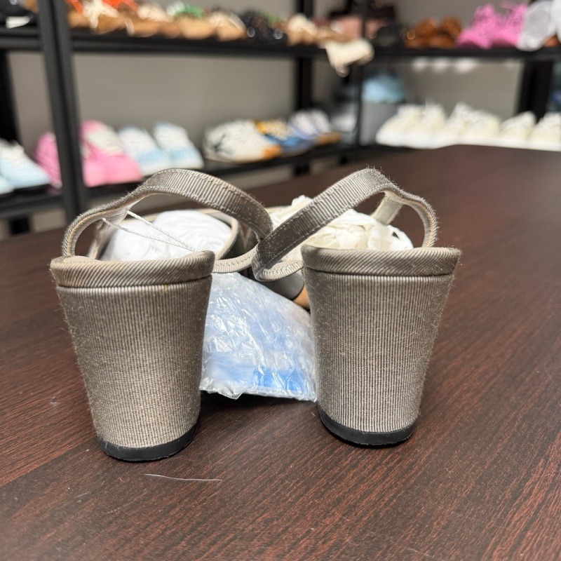 Chanel 香奈兒slingback麻灰色高跟涼鞋 38碼-3