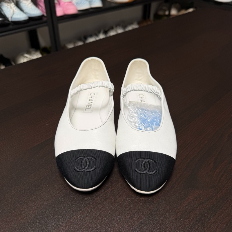 Chanel香奈兒黑白拼色羊皮瑪麗珍鞋 38碼-1