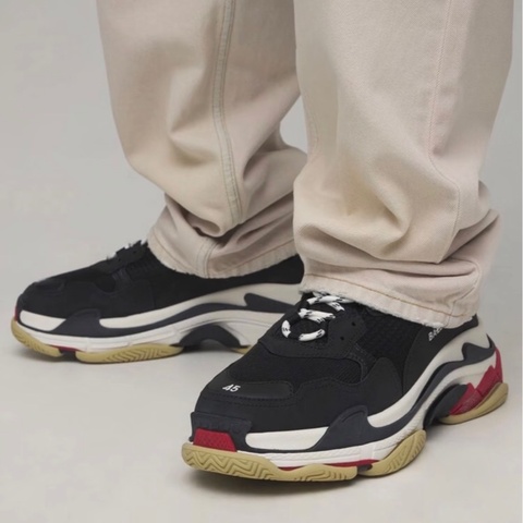 巴黎世家/Balenciaga TRIPLE 織物/牛剖層革    43碼