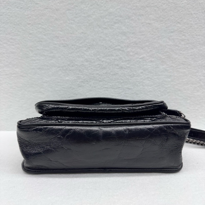 YSL Niki黑銀So black 小號Vintage 銀鏈非常酷-2