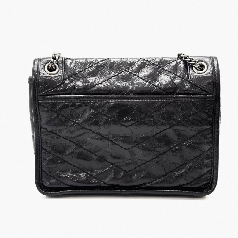 YSL Niki黑銀So black 小號Vintage 銀鏈非常酷-4