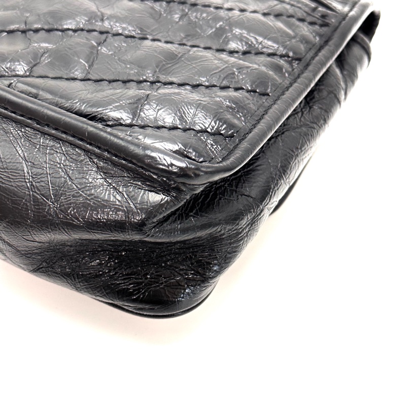 YSL Niki黑銀So black 小號Vintage 銀鏈非常酷-5