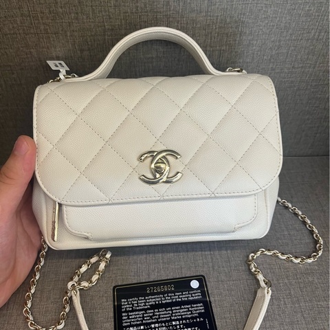Chanel香奈兒白金荔枝牛affinity小號郵差手提單肩斜挎包 27開有卡 原始成色